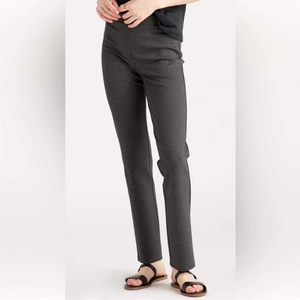 Quince Charcoal Gray Ultra-Stretch Ponte Pants Straight Leg